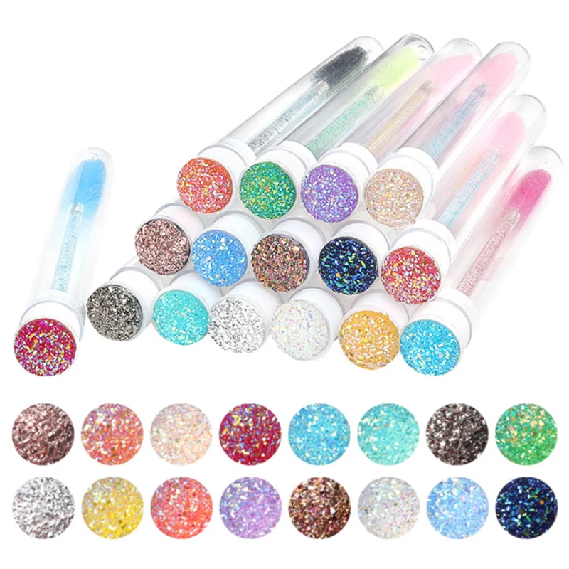 

10pcs/Set Eyelash Brush Microbrush Mascara Wands Eyebrow Lash Brush Professional Makeup Crystal Diamond Eyelash Micro Brushes