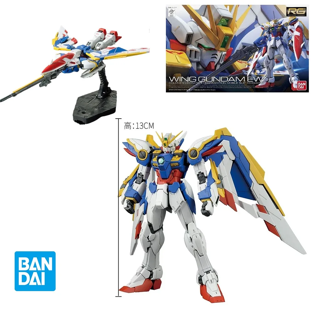 Bandai Genuine WING GUNDAM EW RG Anime Action Figure Robot Periphery Collectible Assembly Model Toys Ornaments Gift Children Boy