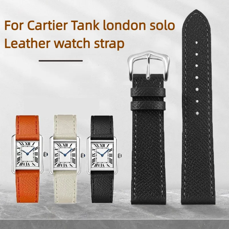 14mm 16mm 18mm 20mm watchband For Cartier Tank London Solo Key Dumont Watch Strap Genuine Leather Wrist Strap men women band view 2