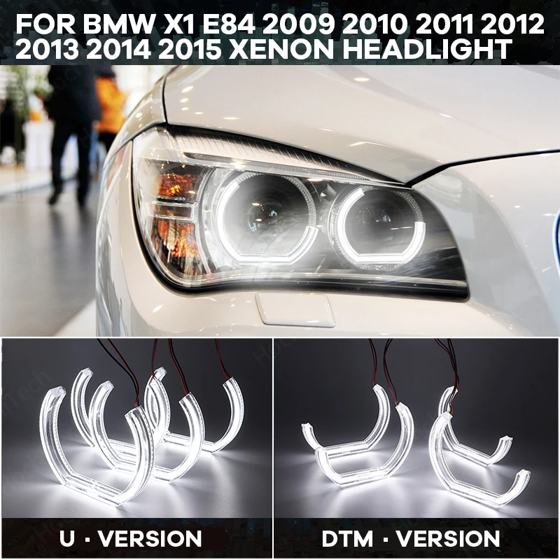 

For BMW X1 E84 2009 2010 2011 2012 2013 2014 -15 Xenon headlight Halo ring DRLDTM U Shape Light White Crystal Angel eyes Style