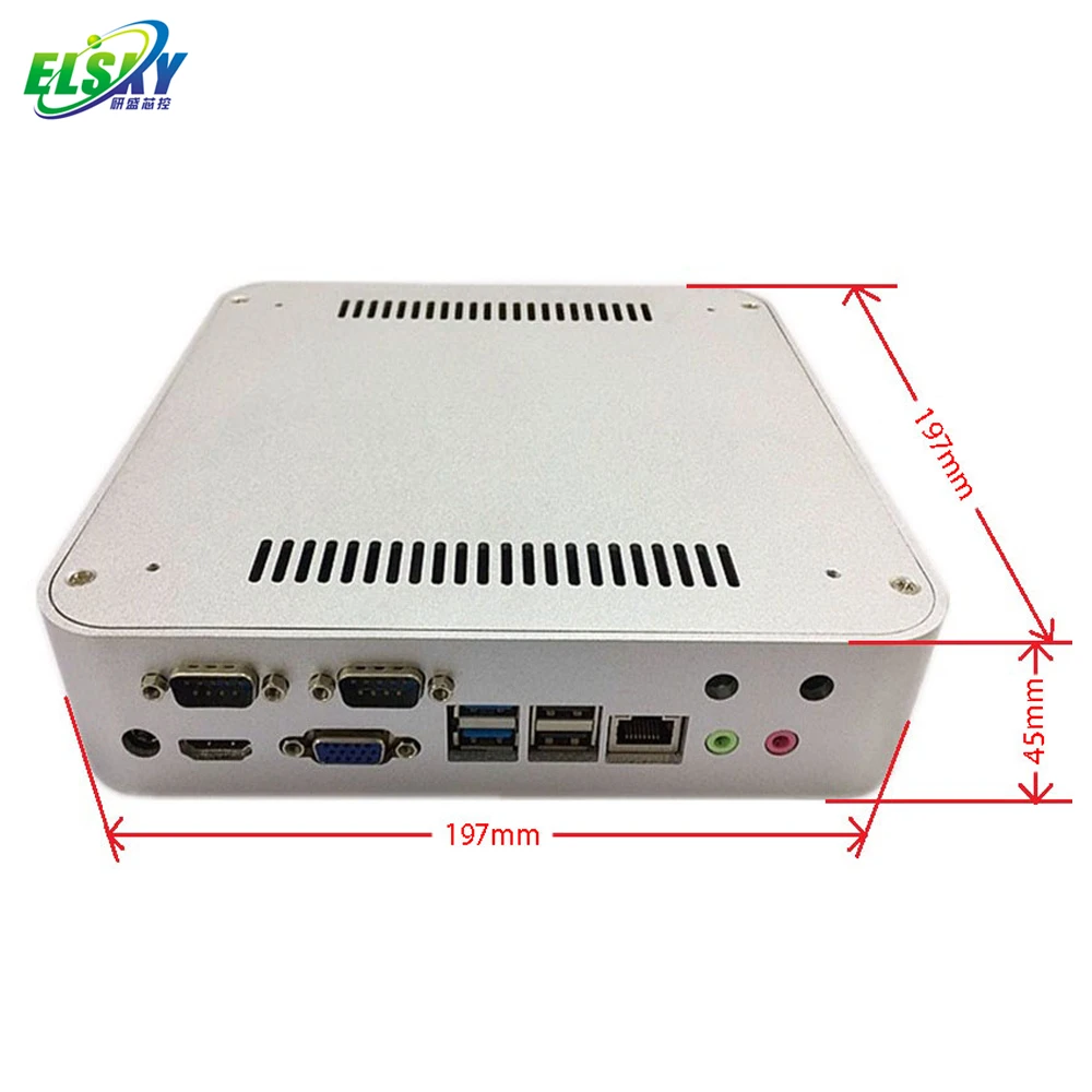 ELSKY Low Price  Fanless Mini Pc Gaming HD4000 J1800  Processor VGA RS485 COM 1080P DC 12V RS232 Support 4k Display