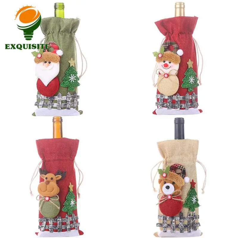 Xmas Gift Unique Home Decor Durable Exquisite Design Christmas Home Decor Popular Christmas Wine Bottle Cover Festive Adorable