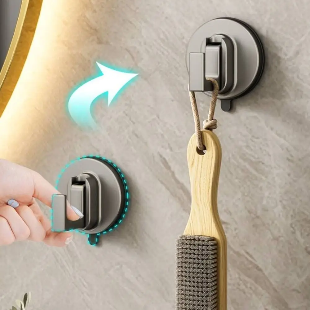 

2 PCS Strong Vacuum Suction Cup Hooks Single Hook Wall Mounted Shower Hooks Grey No Punching Hole Clothes Hanger Kitchen
