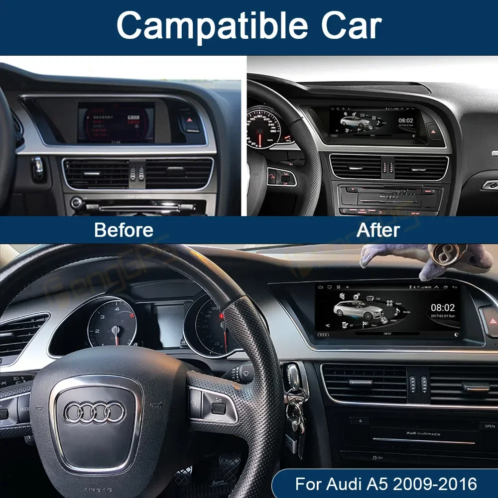 

256G Android 13 Multimedia Car Auto Audio Radio Stereo Player For Audi A5 2009 2010 2011 - 2016 GPS Navigation Head Unit No 2din