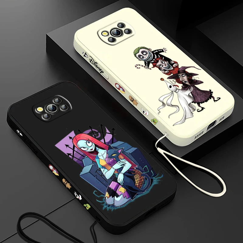 The Nightmare Before Christmas For Xiaomi Poco Cover For X4 X3 F4 NFC M6 M5 M4 M3 GT S Pro 4G 5G Liquid Left Rope Phone Case