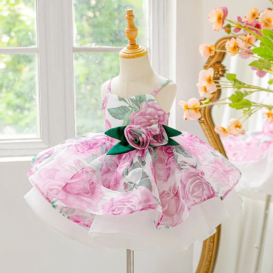 Toddler Baptism Flower Dress Elegant Lace 1st Birthday Dress Princess Prom Dresses Baby Girls Bridesmaids Wedding Costumes ASQ03