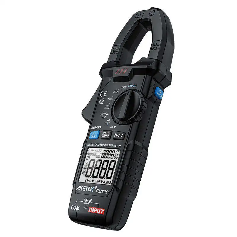Mestek CM83E 6000 Counts Digital Clamp Meter DC/AC Current 600A Amp Multimeter Large Color Screen Voltage Tester Car Hz NCV Ohm