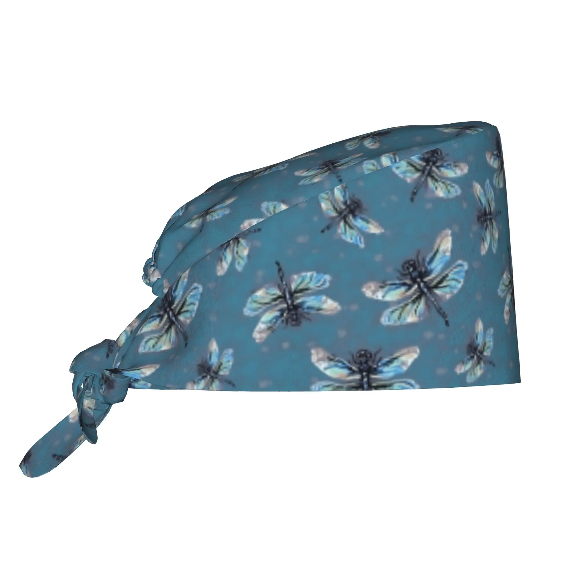 Dragonfly Dance Wedgewood Blue Scrubs Cap Surgical Hats Women Men  Operating Room Cap Operator Hats Lab Works Hat