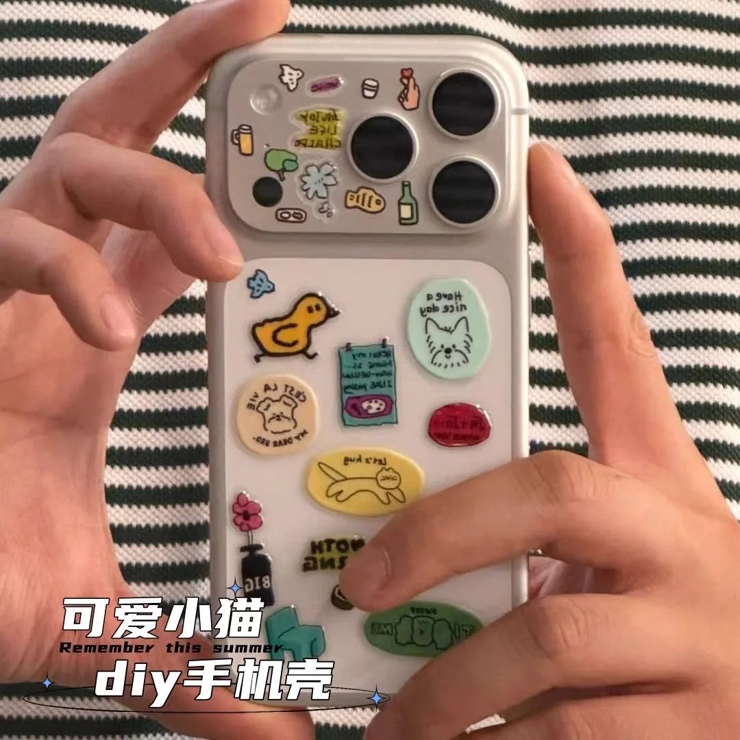

1Pcs random Custom Stickers for Apple iPhone 17 Pro Max: Simple Dopamine-Inspired Cute Elements