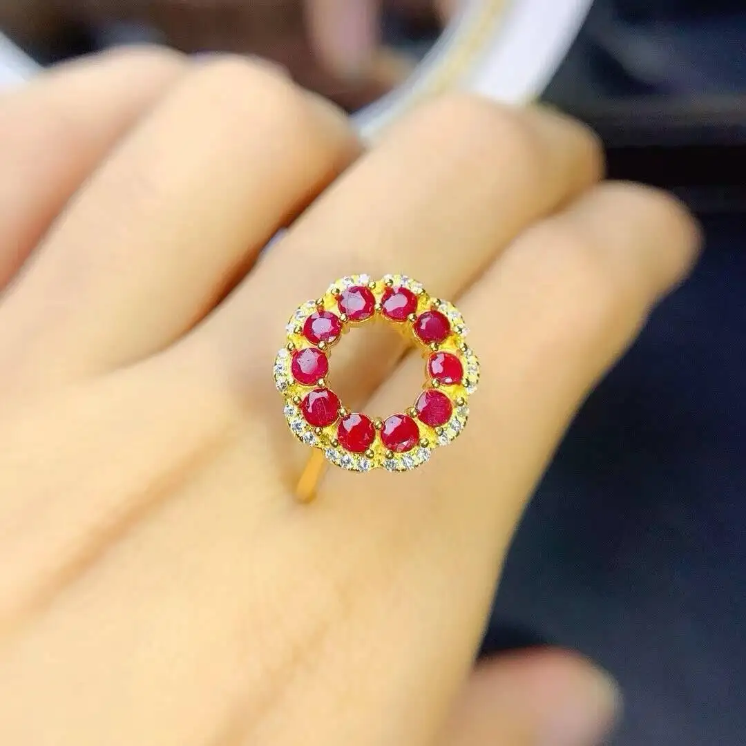 

KJJEAXCMY high-grade Jewelry Natural Women's Ruby Ring S925 Silver Colorful and splendid Crystal pure fire flash explosion