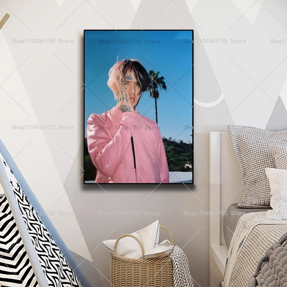 1PC Rapper Lil Peep Poster Self-adhesive Art Waterproof Paper Sticker Coffee House Bar Room Wall Decor