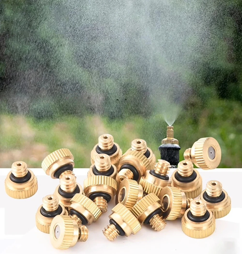 5/10/50PCS Brass Atomizing Nozzle 3/16“ 10/24 UNC Garden Spray Nozzle Atomizing Cooling Humidification Cooling Nozzle Freeship