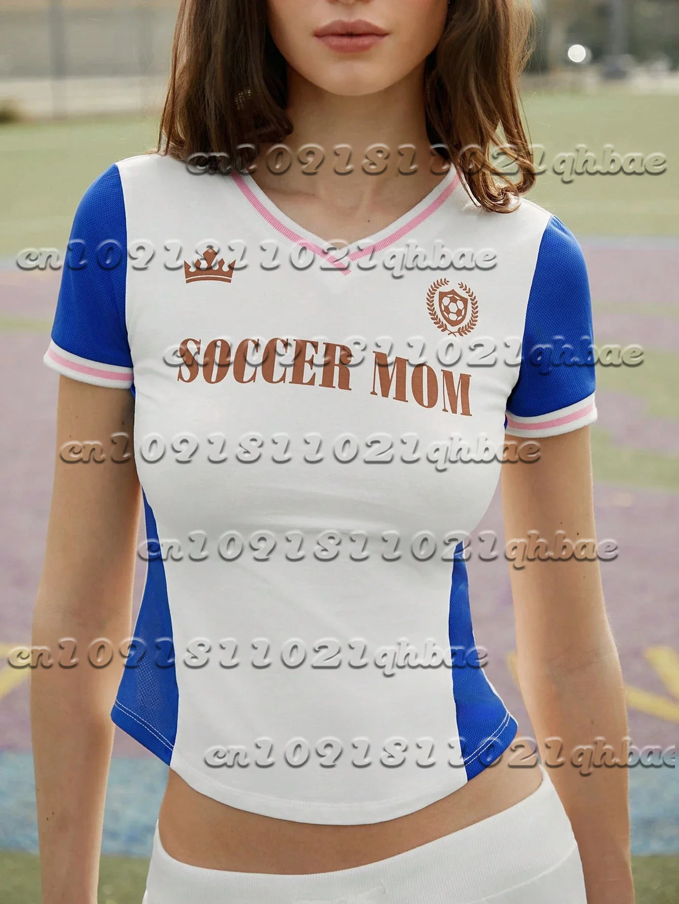 

Ball Women's V-Neck White Letter 3d Printed T-Shirt For Summer 2025 Casual Loose Short Sleeved Breathable Quick Drying Top