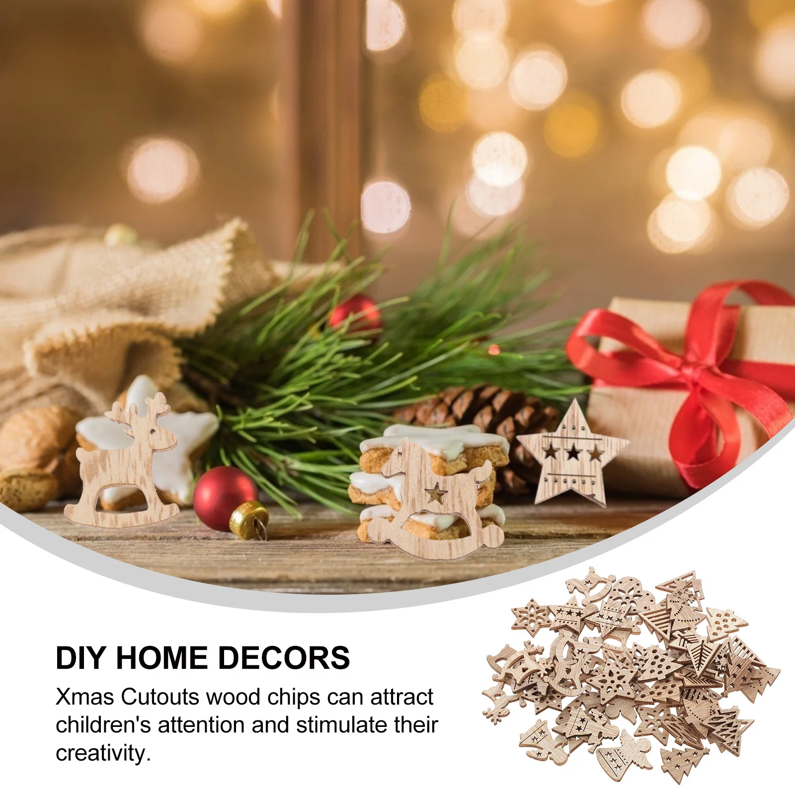 

54pcs Christmas Tree Decor Unpainted Wooden Cutouts Diy Crafts Blank Xmas Wood Chips Kids Graffiti Handmade Holiday Ornament