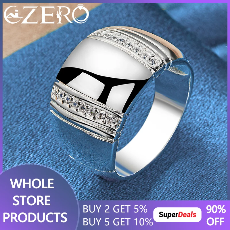 

ALIZERO 925 Sterling Silver AAAAA Zircon Ring For Women Men Wedding Band Engagement Rings Fashion Party Jewelry Couple Gifts