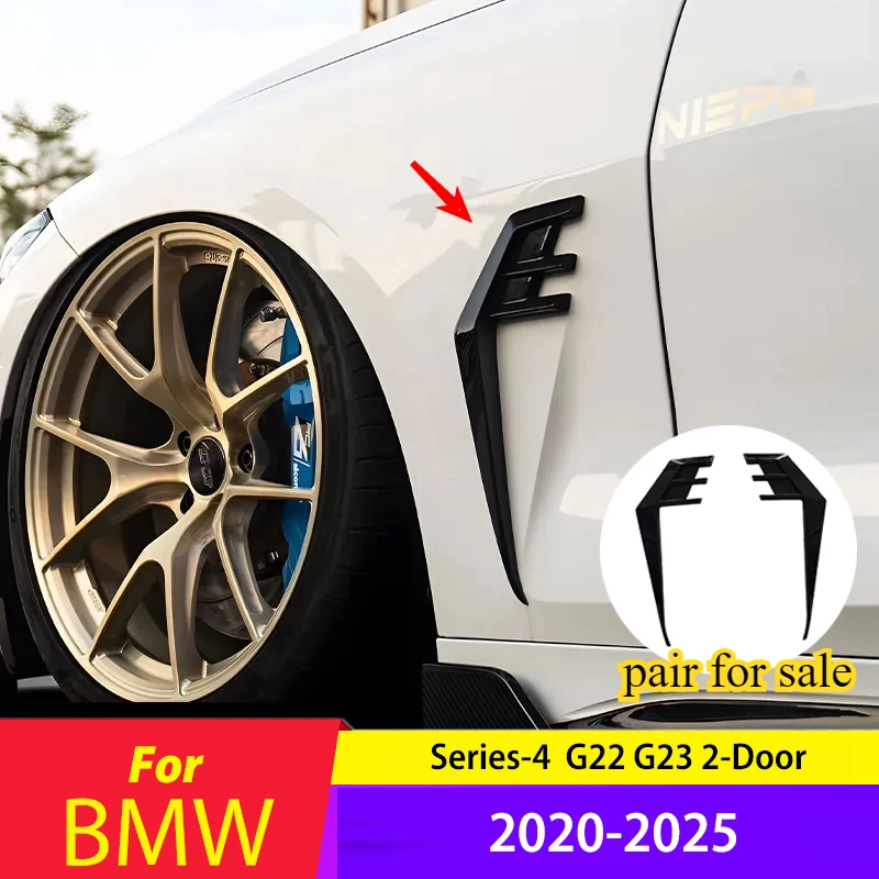 

Для BMW 4 серии G22 G23 2-дверная пара 2020-2025 Автомобильное переднее боковое крыло с воздушным потоком, разветвители крыльев, молдинги, накладка, внешняя крышка