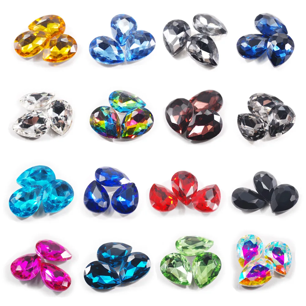 

4*6/6*8 мм 20 шт. дизайн ногтей капли воды стекло кристалл заостренное дно трехмерная дрель DIY декоративные аксессуары