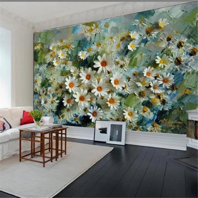 

Custom wallpaper 3d murals European and American style chrysanthemum papel de parede oil painting TV background wall paper mural