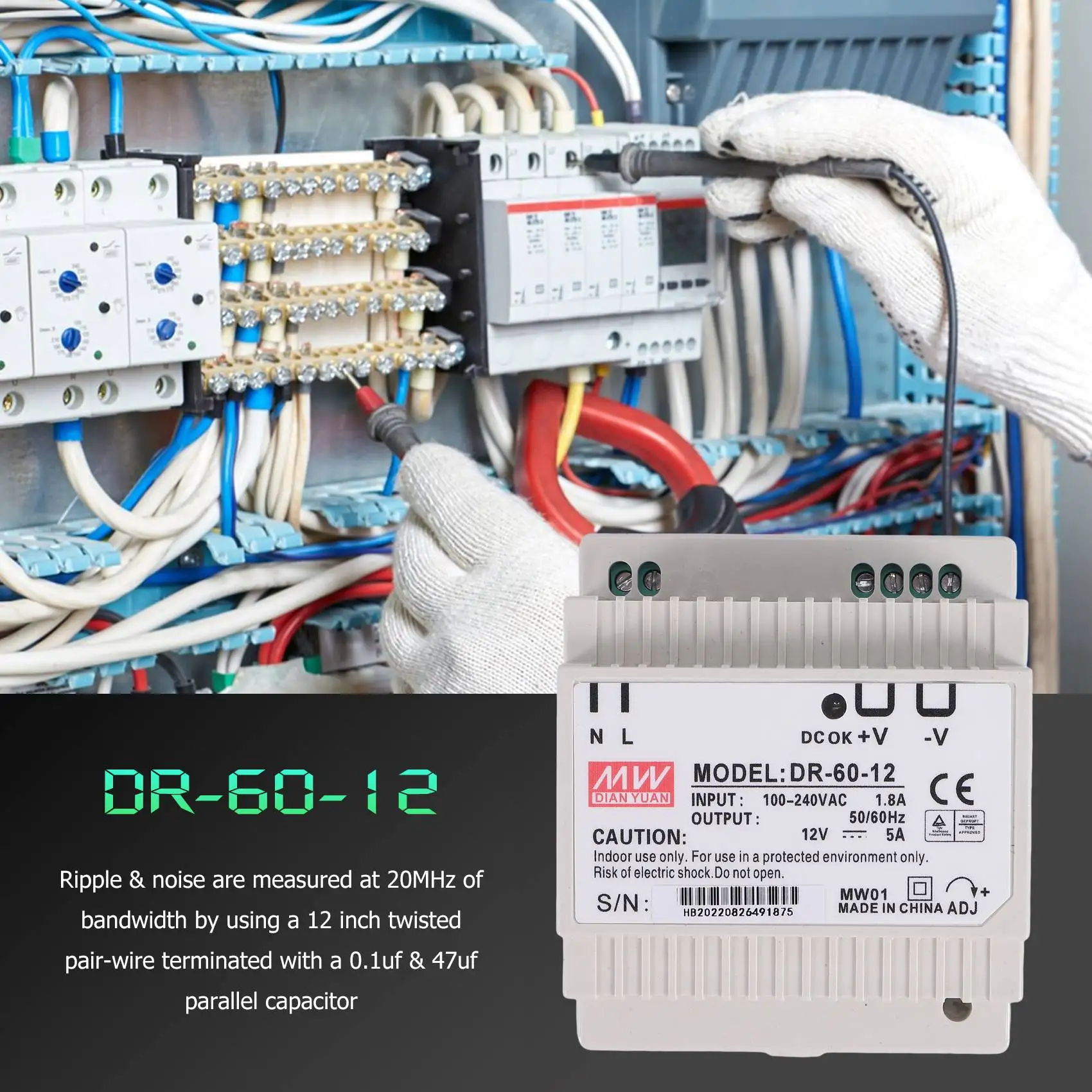 Din rail power supply 60w 12V ac dc converter dr-60-12 power supply 12v 60w good quality