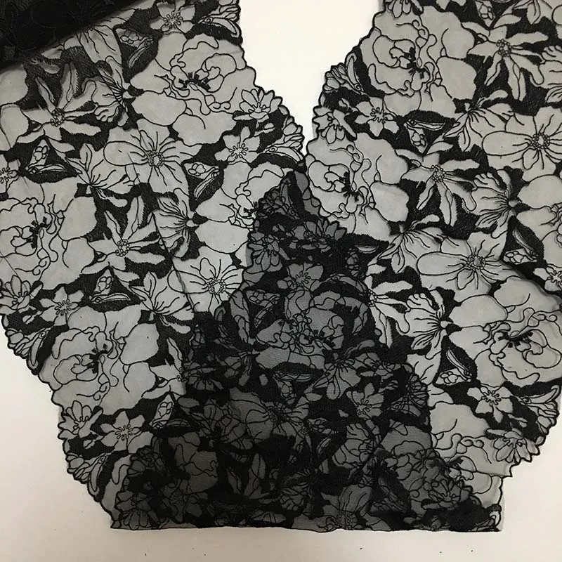 20 ярдов, черная кружевная бейка с цветочной вышивкой, мягкая сетчатая нижнее белье, бюстгальтер, нижнее белье, платье, швейная отделка, высокое качество