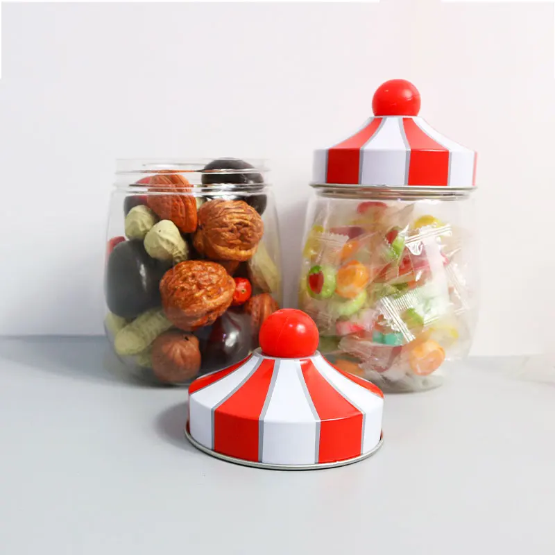 Festive Christmas Storage Jar in Transparent Red with Lid for Storing Nuts and Candies