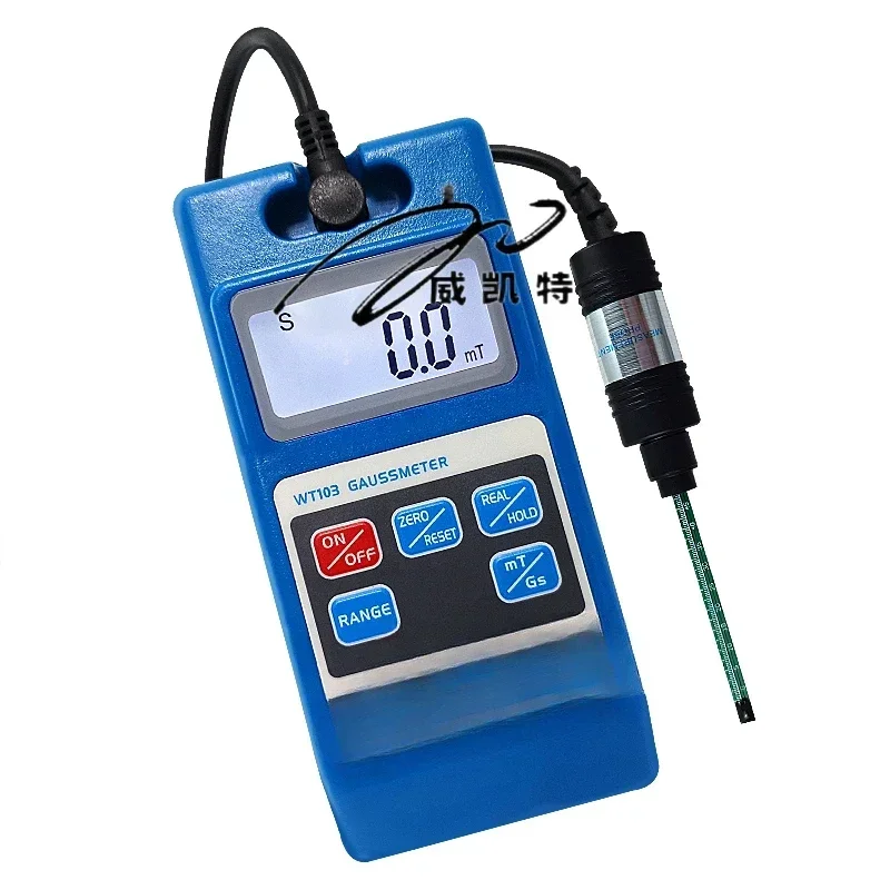 WT103 Gauss meter for magnetic size detection of magnets 5 level Accuracy Transverse Hall probe, DC magnetic field