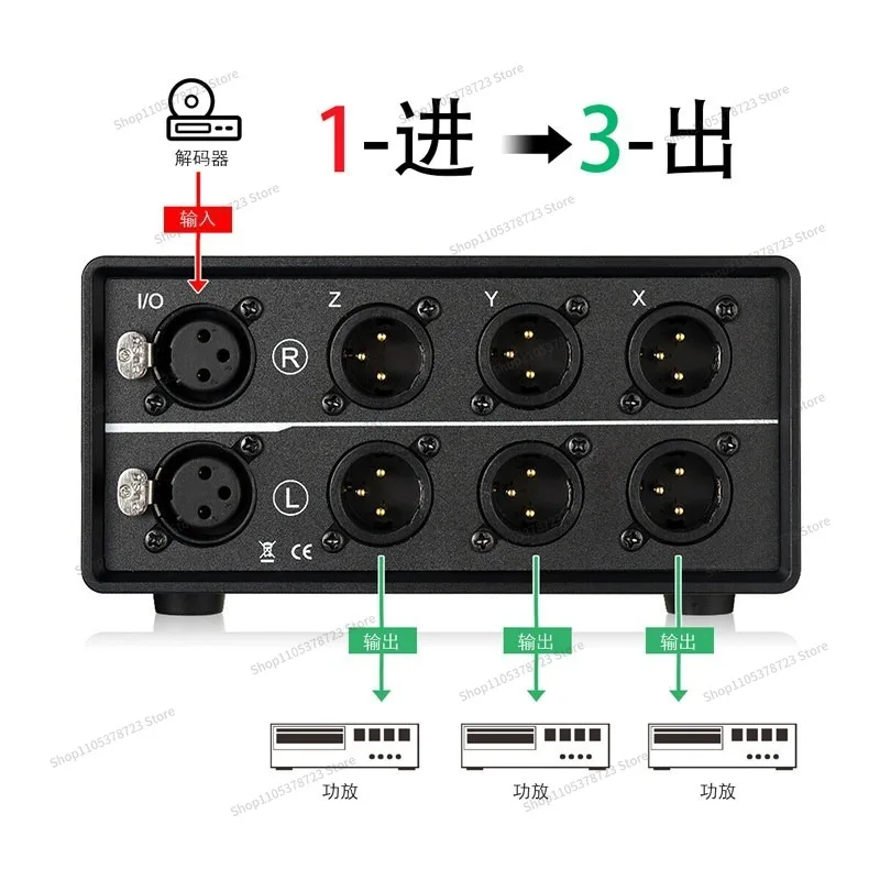 For 1 (3) in 3 (1) Out XLR Balanced Audio Converter, Stereo Passive, Amplifier Switcher