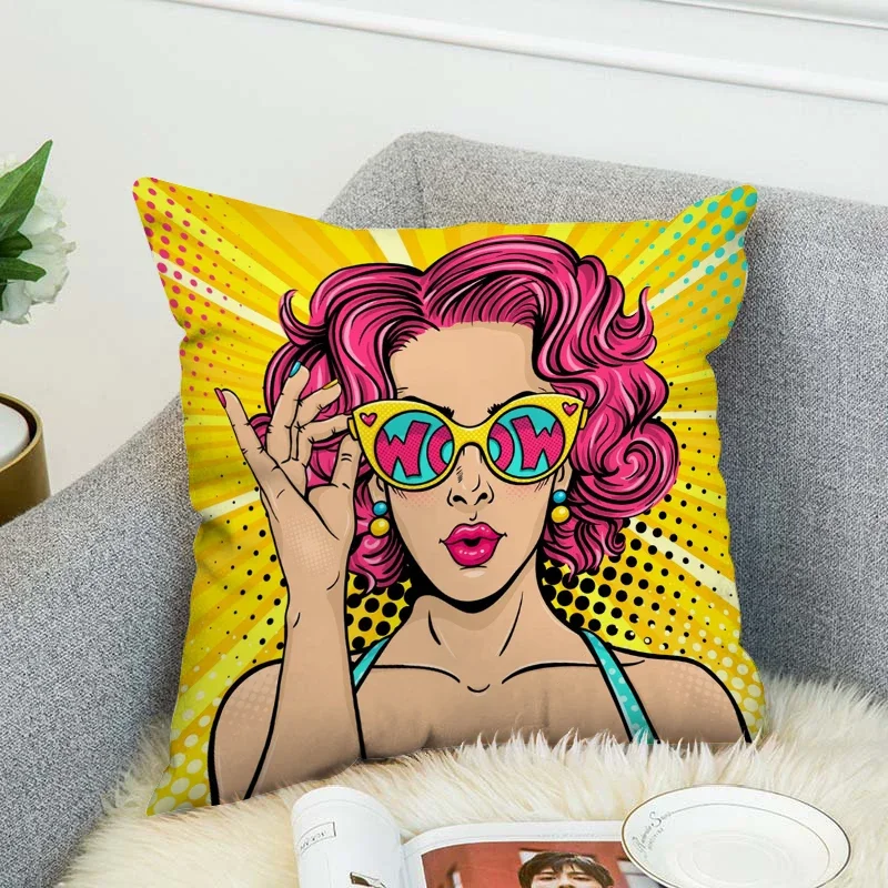 Pop Art  Luxury Pillow Cover Cushion Covers For Bed Pillows Car Sofa 45*45 Decor Home Throw Pillowcase 45x45 Cushions