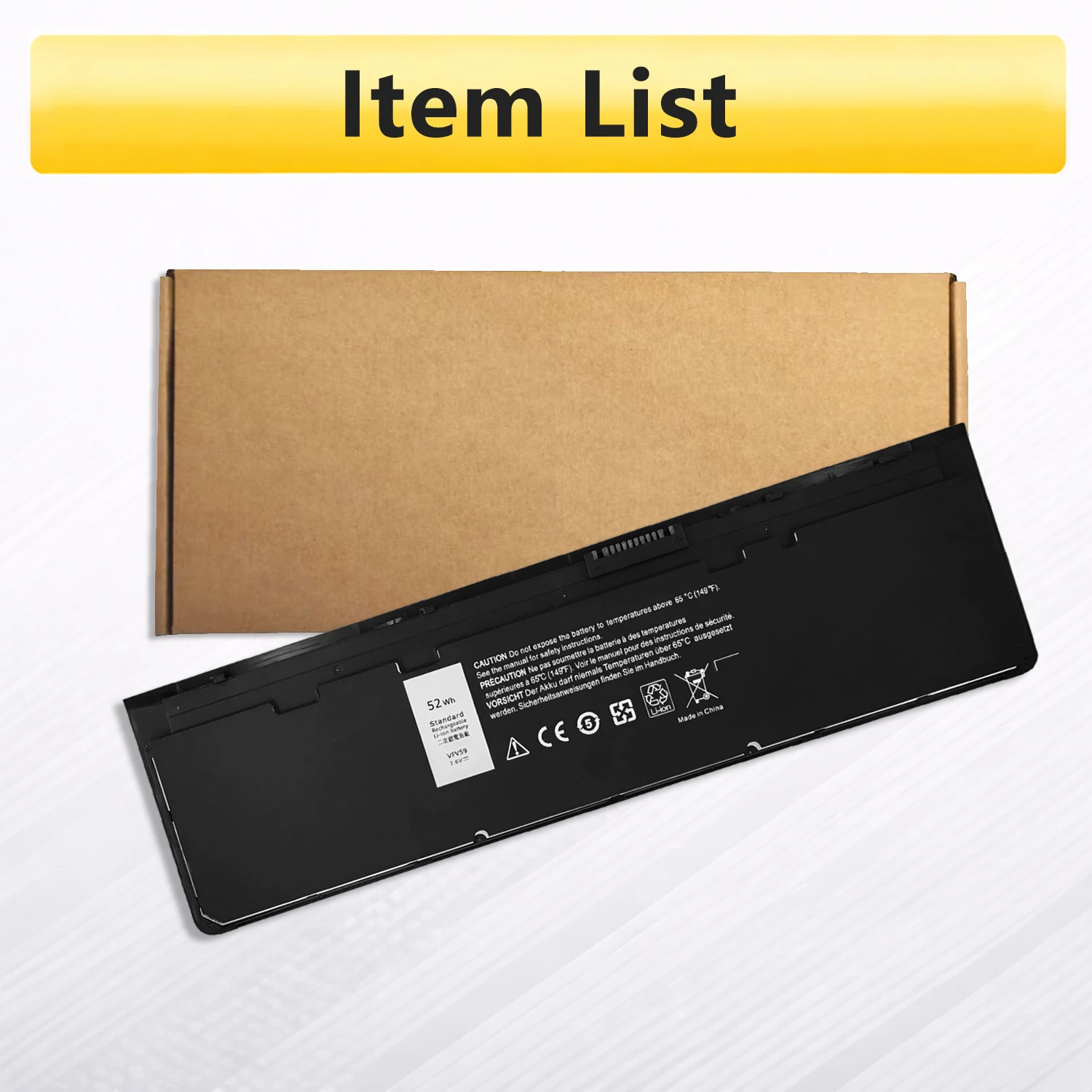 PowerHub VFV59 7.6V 52Wh Laptop Battery For Dell Latitude E7240 E7250 Replace WD52H GVD76 W57CV 0W57CV