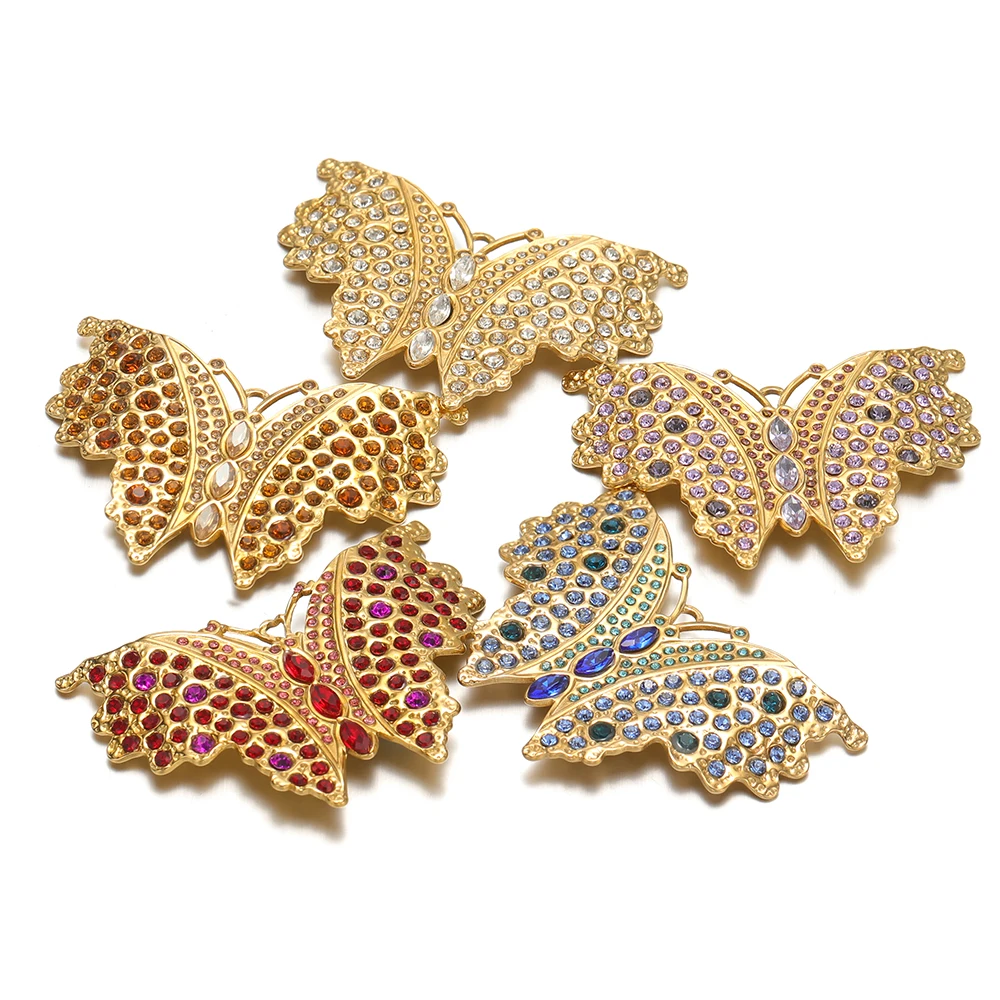 

2Pcs Stainless Steel Cubic Zircon Butterfly Charms DIY Jewelry Necklace Bracelet Pendants Findings Earrings Making Accessories