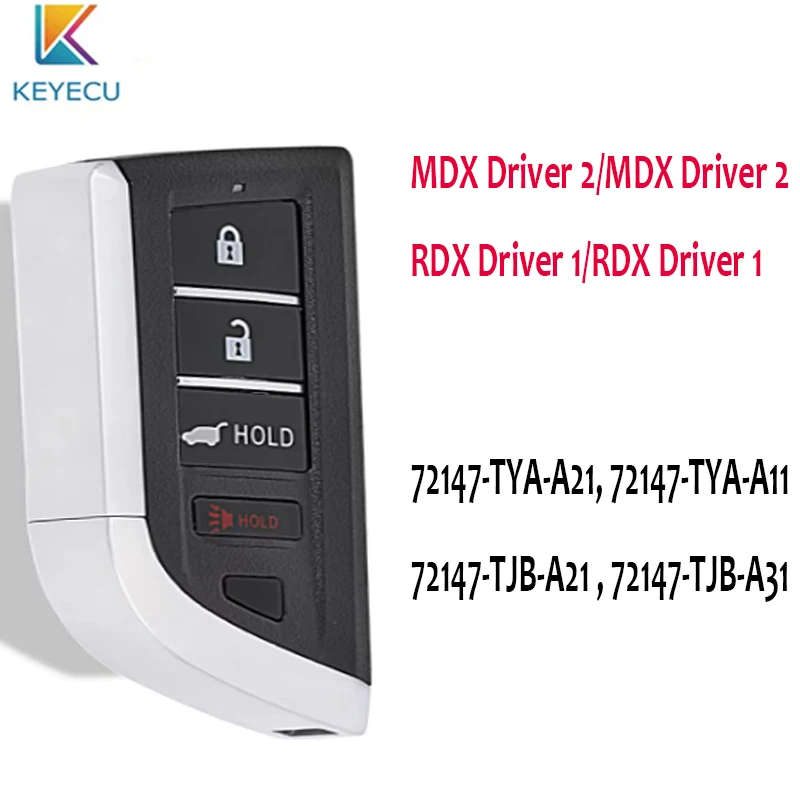 KEYECU Smart Remote key Fob for Acura MDX RDX 2022-2023 KR5TP-2  433MHz 4A P/N:72147-TYA-A21/A11,72147-TJB-A21/A31 4Button