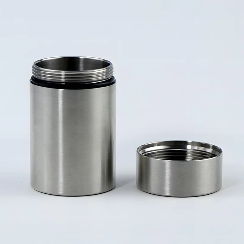 304 Stainless Steel Airtight Waterproof Seal Container for Pills Medicine Tea Spices Travel, Small Portable Polish/Matte