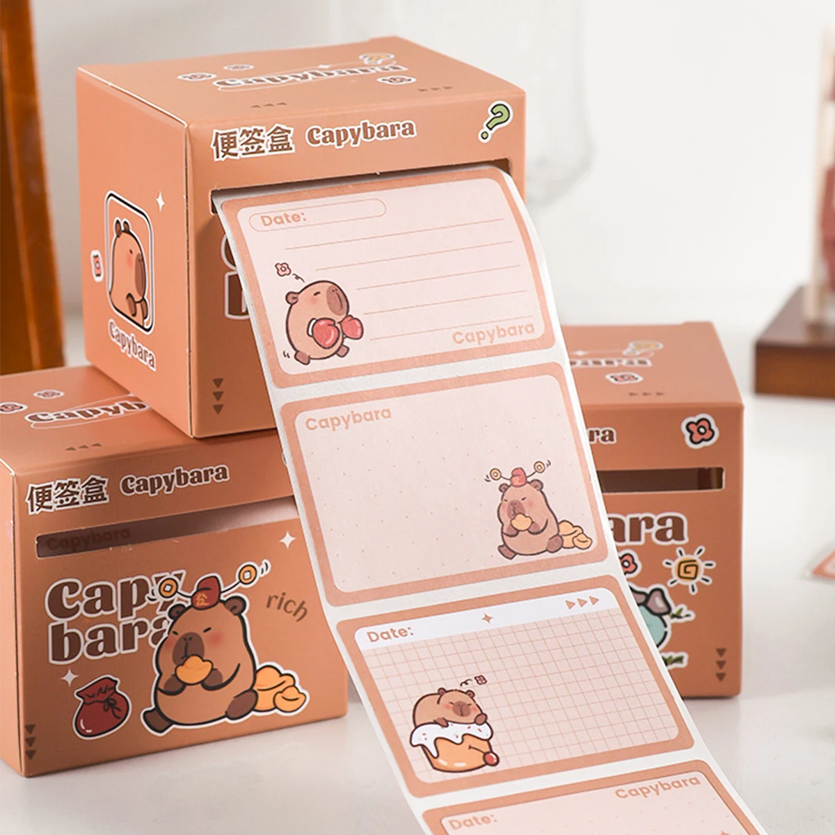 256 Sheets/Box Square Capybara Pull Out Sticky Notes Stickable Decoration Message-Leaving Note Office School Supplies Stationery