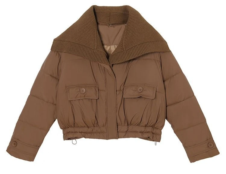 سترة قطن بياقة كبيرة للنساء طراز قصير لشتاء 2025 نمط جديد تصميم عصري وأنيق مع سميك وفضفاض #6