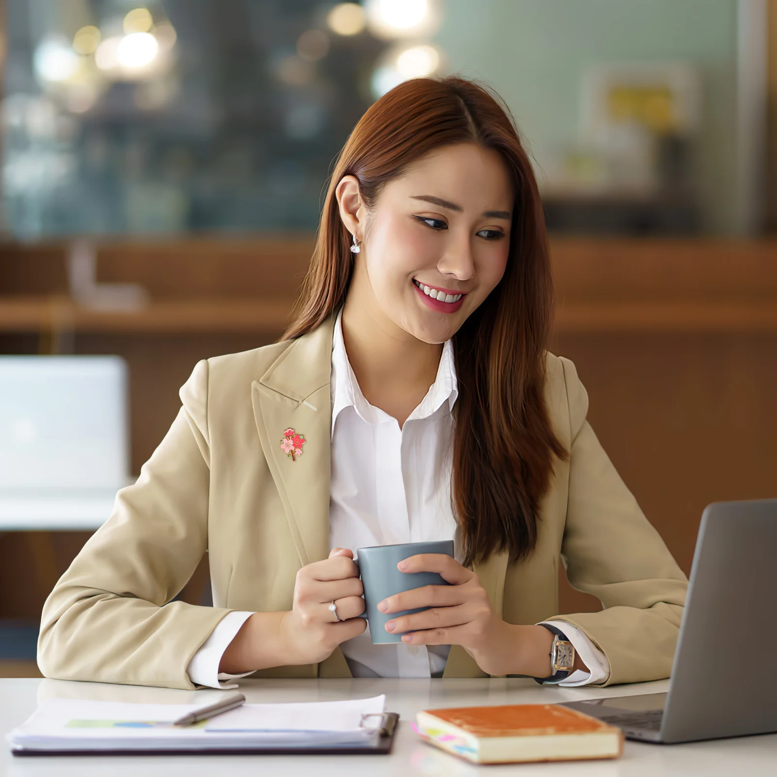 3 قطعة زهر الكرز بروش دبابيس أنيقة المعادن زهرة التلبيب دبوس للنساء ملابس عصرية حقيبة قبعة الديكور المينا الجمالية