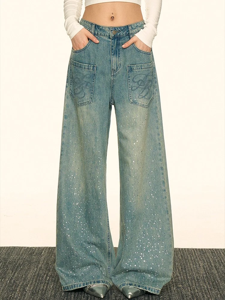 

Мешковатые джинсы для женщин, модные повседневные прямые джинсы-бойфренды с высокой посадкой, джинсовые брюки с карманами, уличная одежда