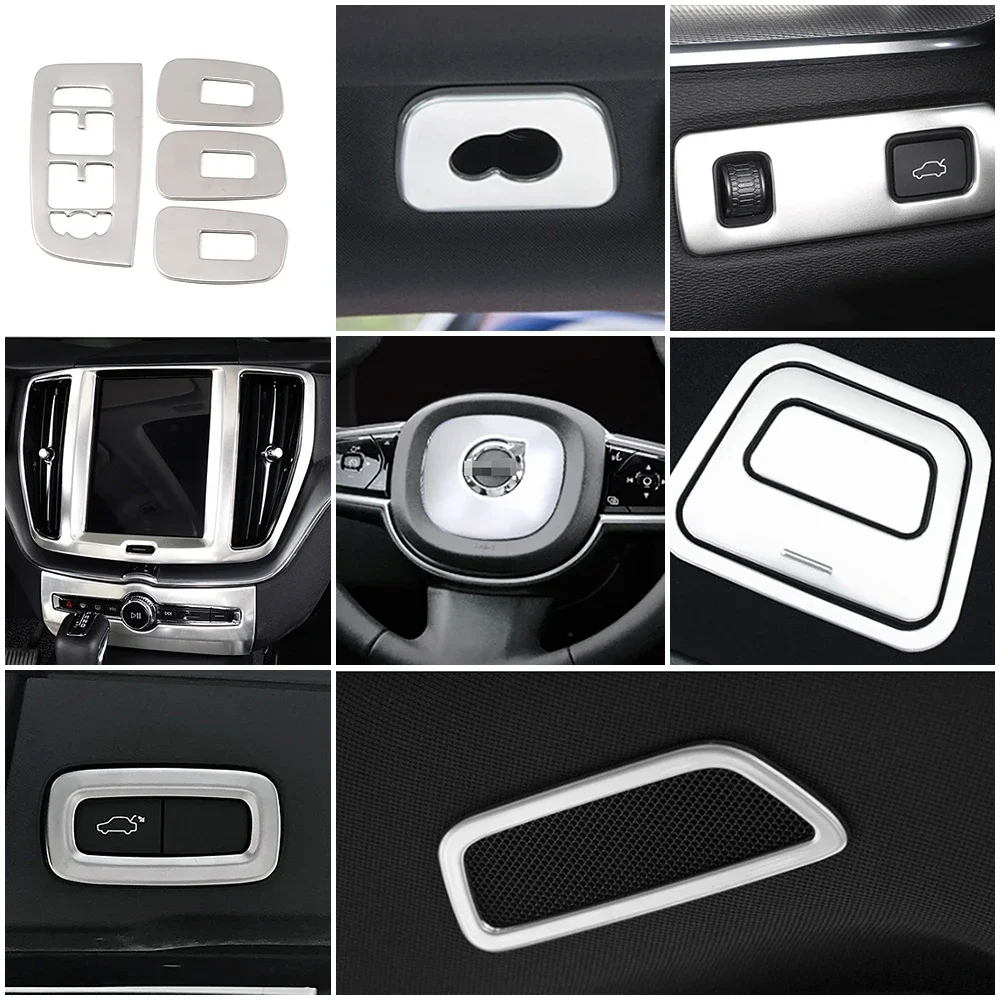 For Volvo XC60 2018-2022 Car Center Console Rear Trunk Steering Wheel Headlight Window Lift Switch Panel Roof Hook Frame Trim