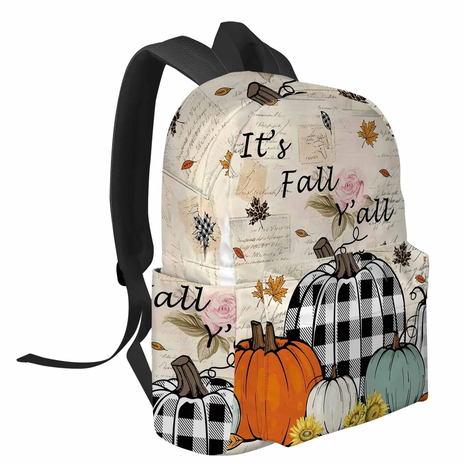 Pink Letter Background Pumpkin Backpacks Teenagers Student School Bags Men Women Travel Mochila