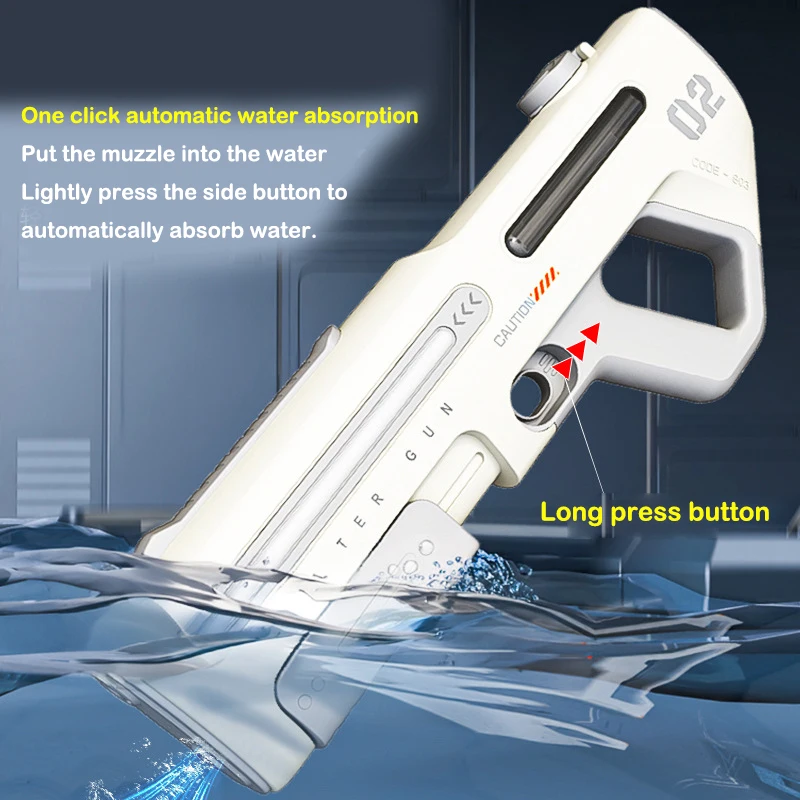 

Electric Water Gun Long Range High Pressure Strong Charging Energy Water Gun Automatic Water Spray Children's Kid Gift.