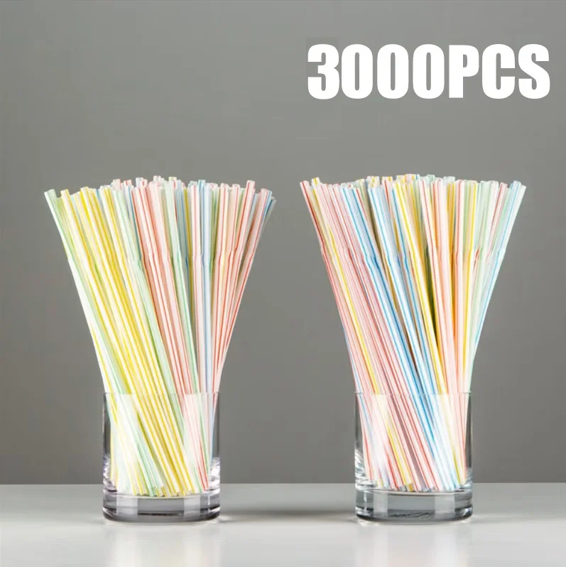 50-3000PCS Veelkleurige Rietjes Rietjes Melk Thee Bar Party Bruiloft Keuken Woonaccessoires Drank Zwart Stro Groothandel