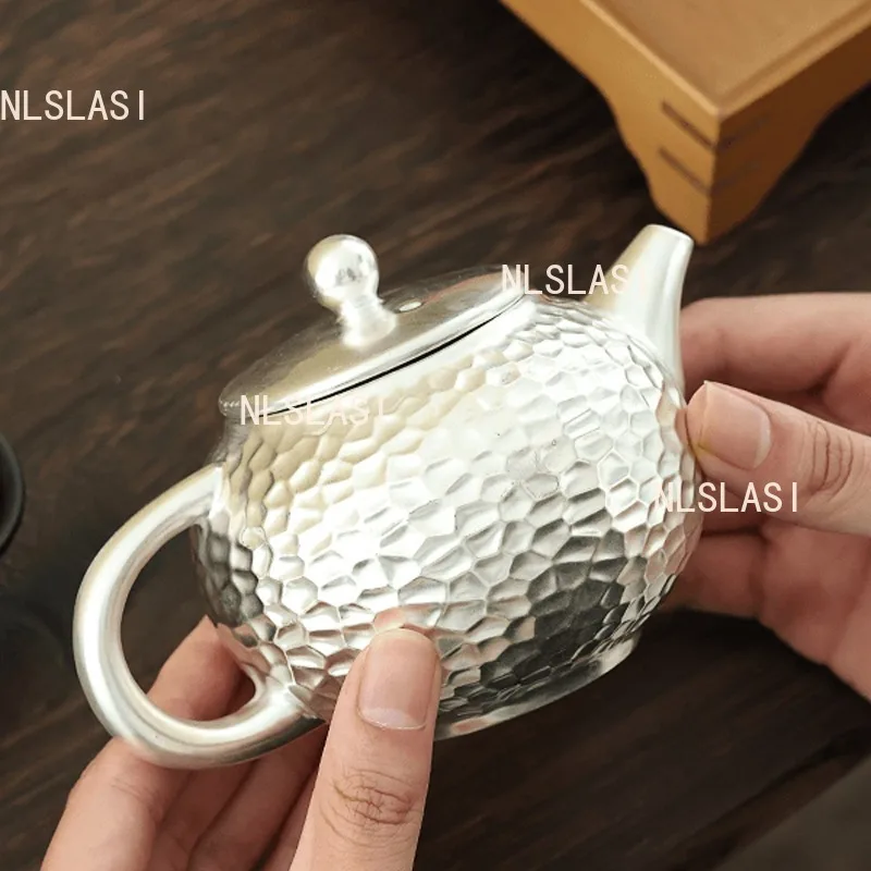 

Керамический серебряный чайник 190 мл в китайском стиле с позолотой, большой объем, для домашнего использования, набор для чаепития Кунг-фу, посуда для чая