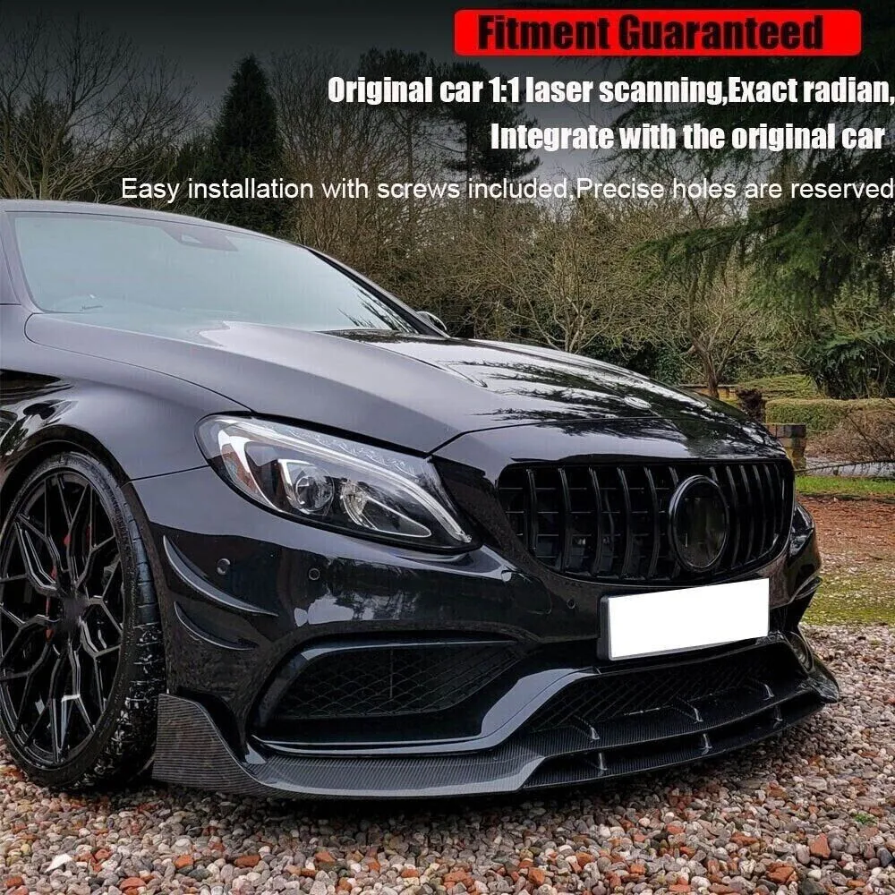 Car Front Bumper Carbon Fiber Chin Lip for  Mercedes Benz W205 C205 C63 AMG Coupe 2015-2018 Front Bumper Lip REAL CARBON