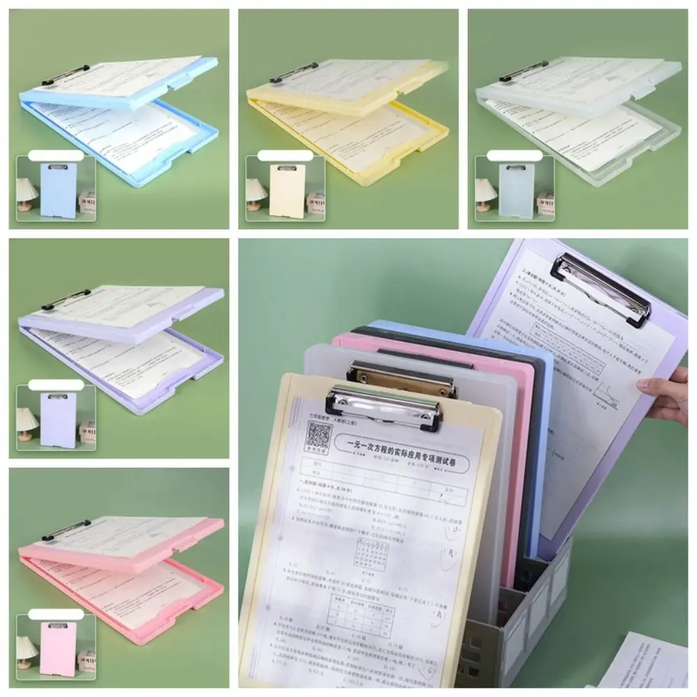 6 Color Large Capacity A4 File Clipboard Box Case Waterproof File Storage Memo Clip Board Plastic A4 File Folder Writing Pad