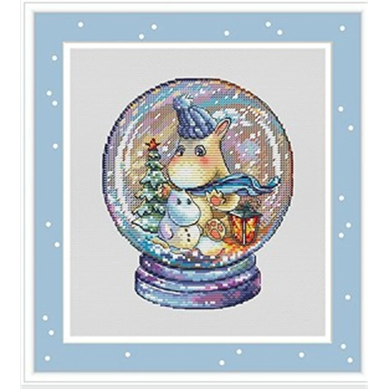 

ZZ6358 Cross Stitch Kits Embroidery Hoop Homfun Craft Counted Sunday Christmas Decorations Needlework Animal Snow Flower Scenery