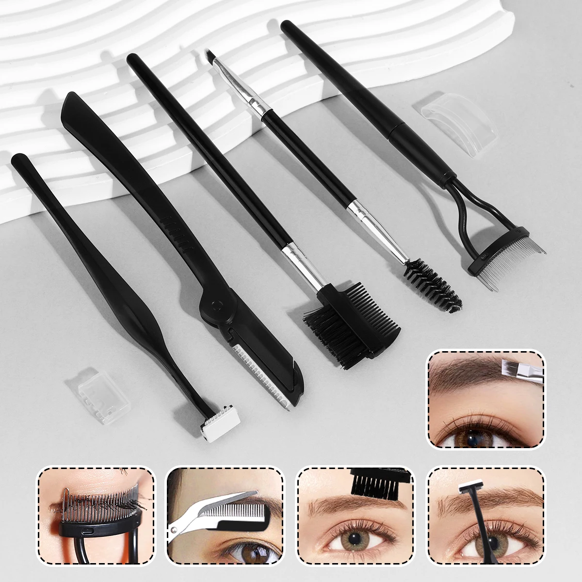 4/5/7 piece eyebrow trimmer set eyebrow shaver eyebrow shaving comb razor eyebrow clip scissors tweezers cosmetic tool set