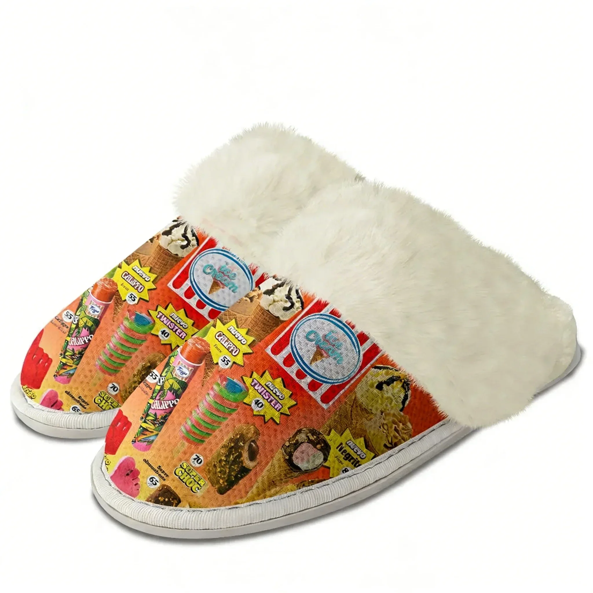 Ice Cream Plush Slippers Warm Shoes Mens Womens Home Plush Slipper Cotton Bedroom Comfortable Tailor-made Thermal Light Slippers