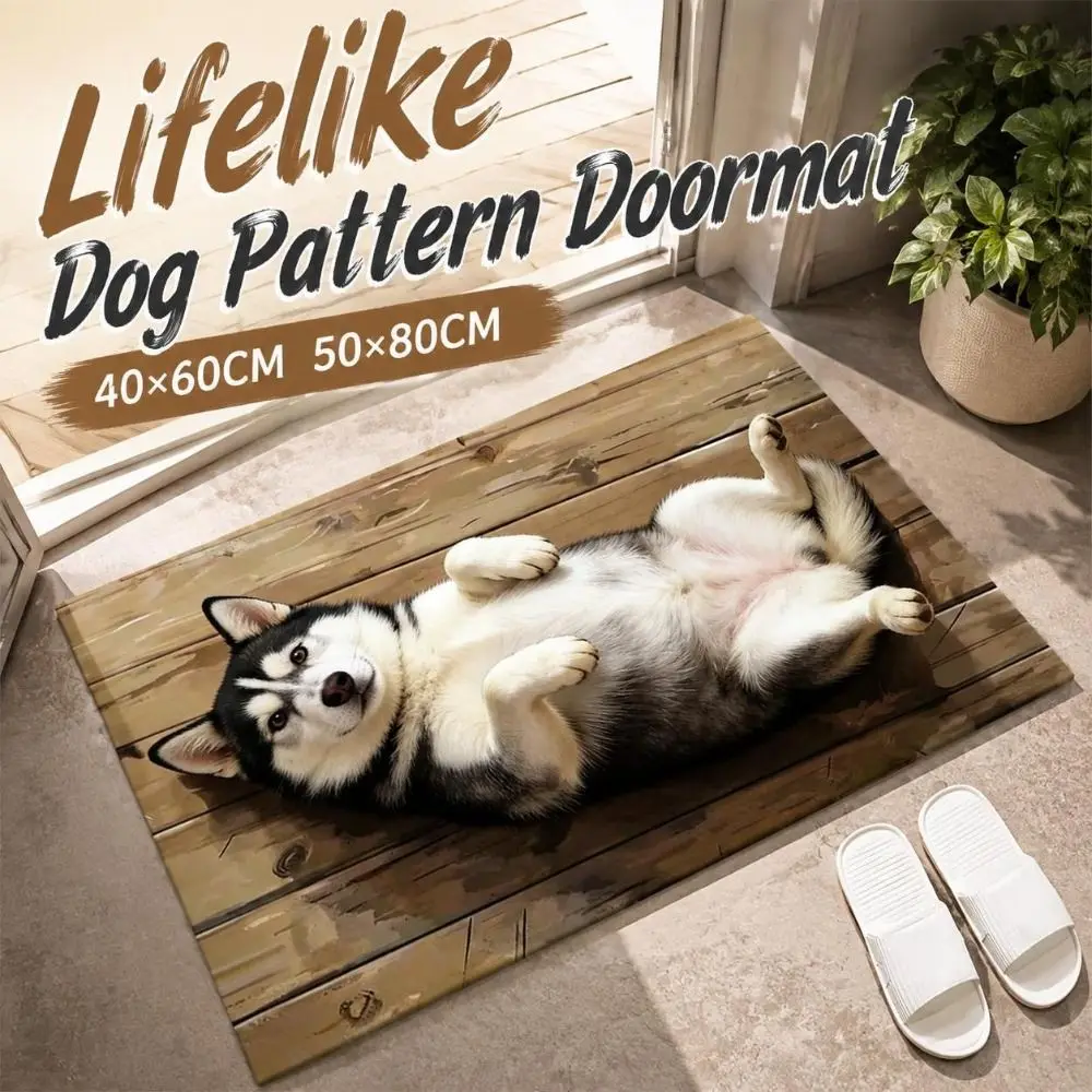 Durable Diatomite Dog Pattern Floor Mat Non-slip Quick-dry Optical Illusion Doormat Washable Absorbent Bath Mat Home Decor