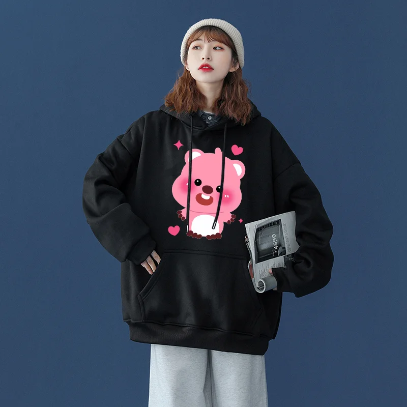 Korean popular doll Loopy printed hoodies Couple student sports street casual hoodie