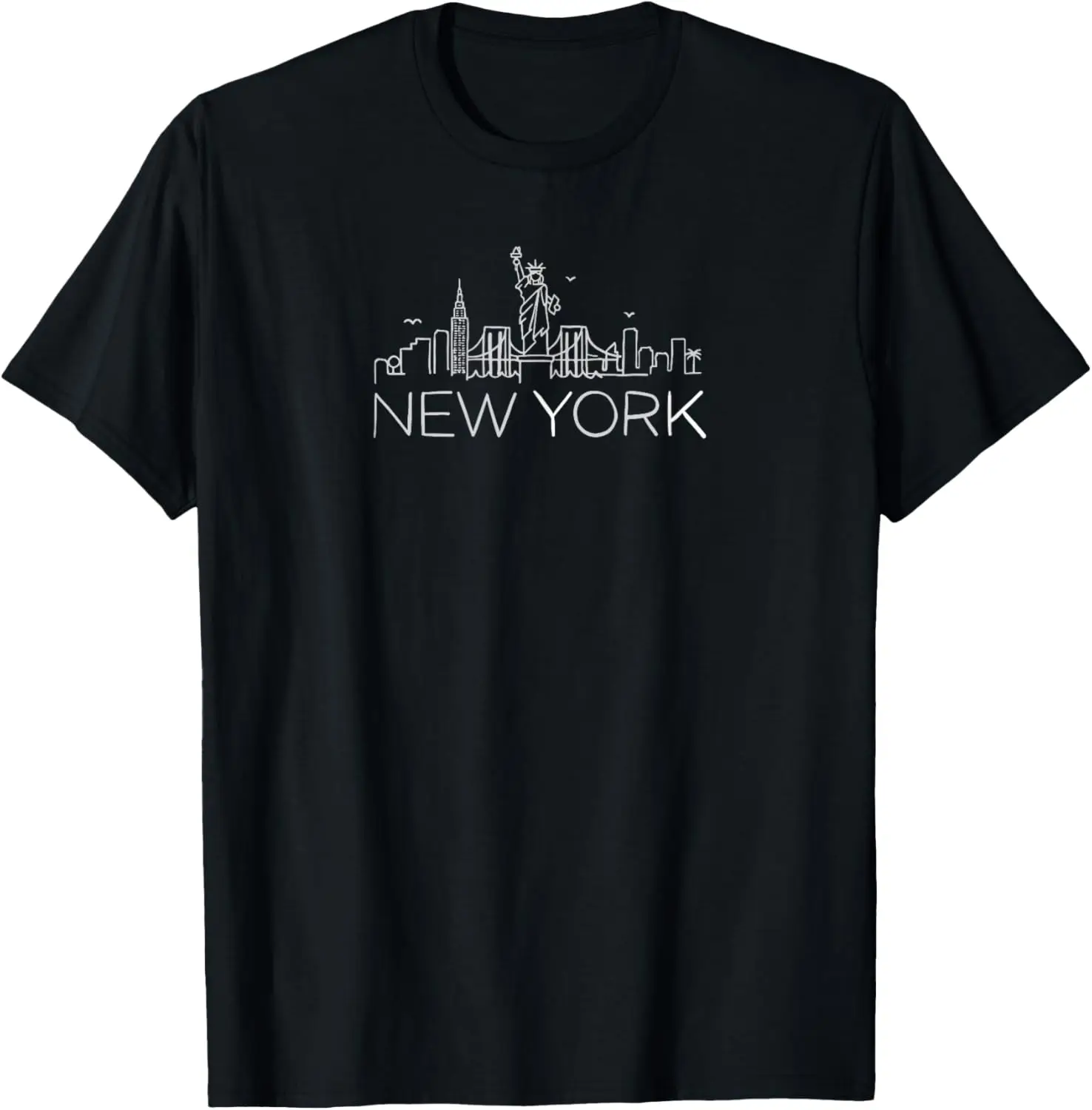 

New York City Skyline Statue of Liberty Graphic T-Shirt Cotton Short Sleeve Trip Tee