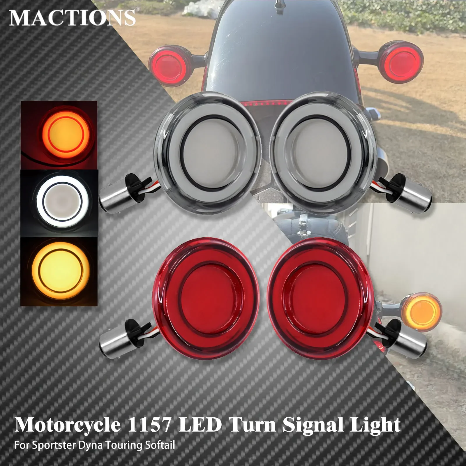 1157 Front LED Turn Signal Light 12V Motorcycle Indicator Brake Tail Light Red Amber For Harley Touring Sportster Softail Dyna